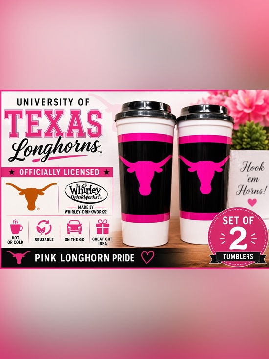 Whirley-DrinkWorks Other - 2- University of Texas Longhorns Officially Licensed Pink Travel Tumblers